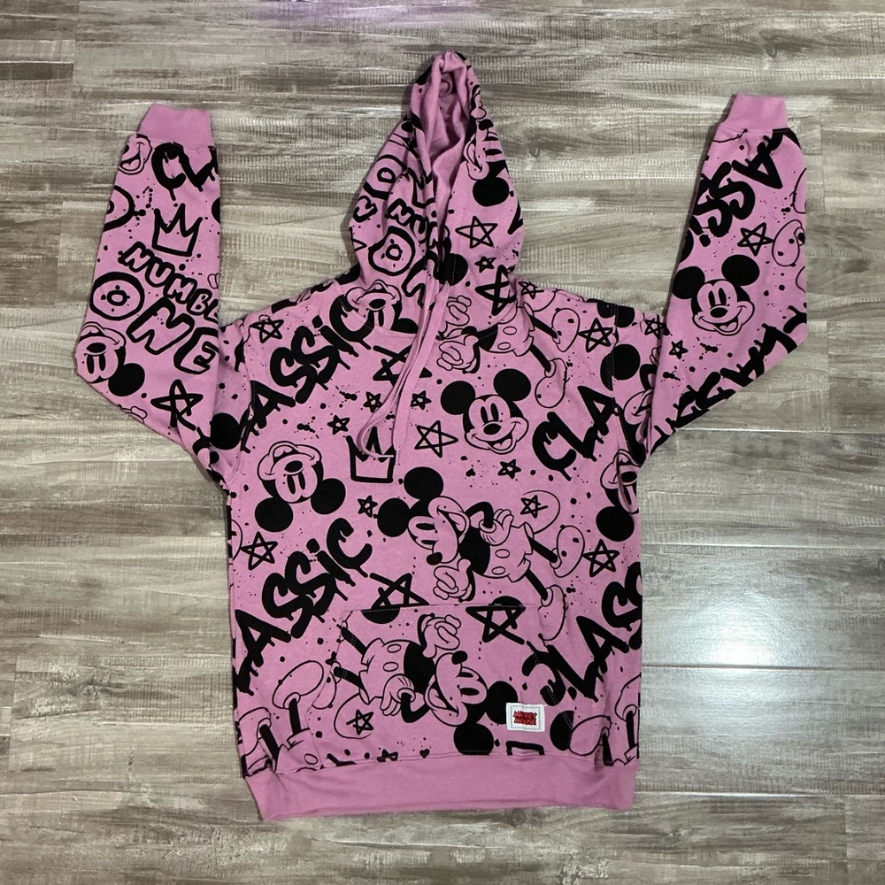 ! NEW! Women's Small Cute Purple Disney Mickey Mouse Hoodie Pullover Sweatshirt